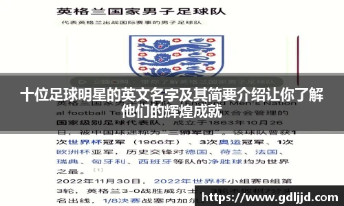 十位足球明星的英文名字及其简要介绍让你了解他们的辉煌成就